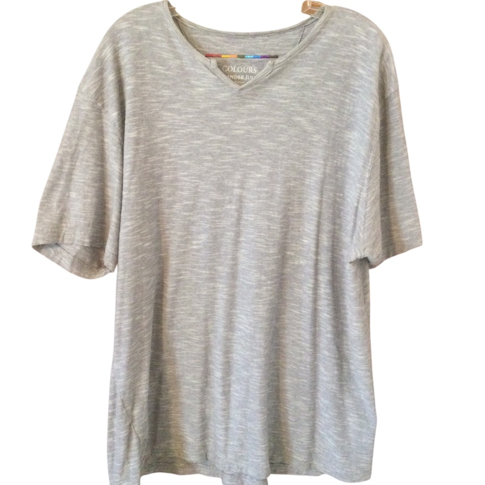 Colours Alexander Julian Gray V-Neck Men's T-Shirt Size: Extra Large
